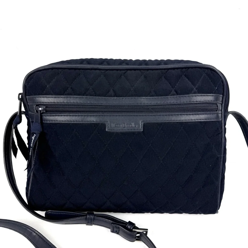 Vera Bradley Crossbody Bag Dark BLUE Microfiber Trimmed Triple Compartment‎
